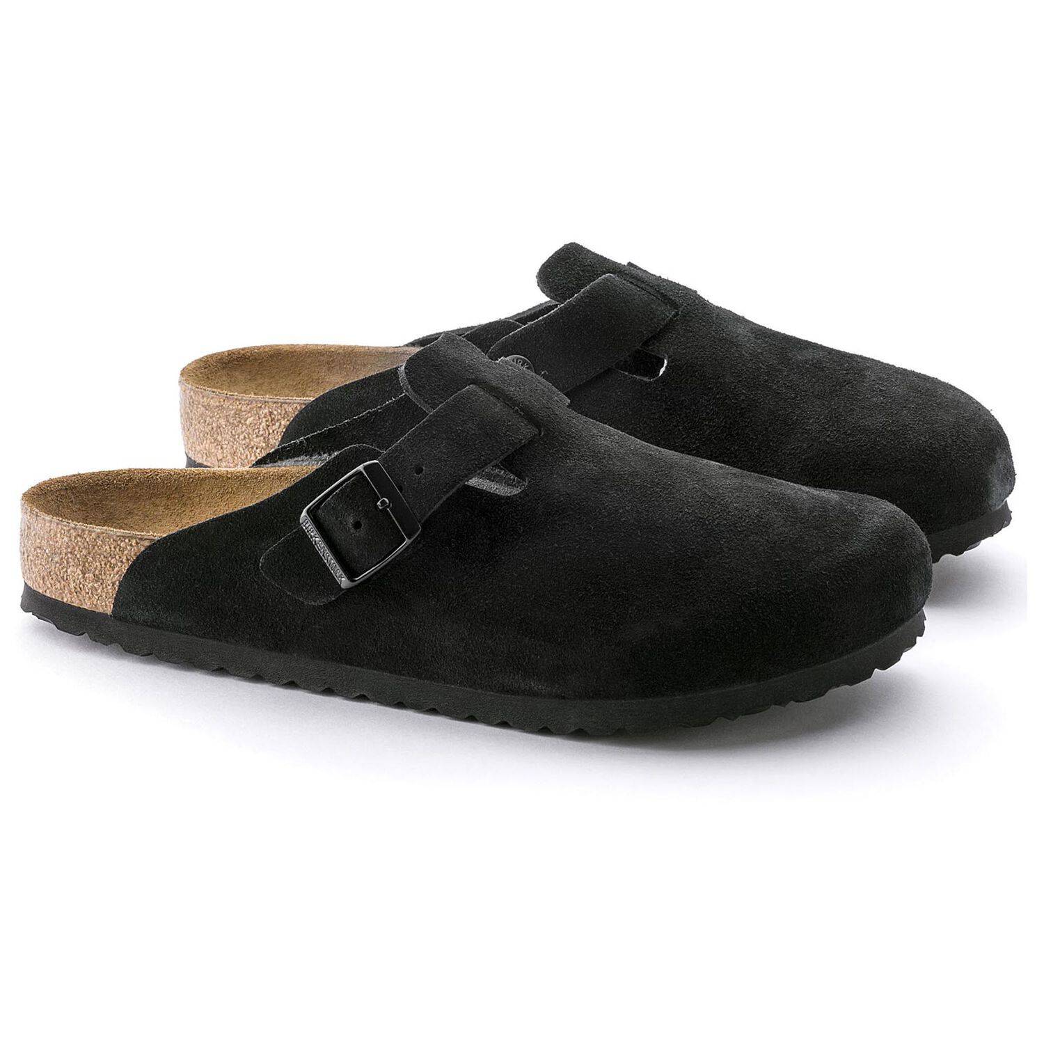 Birkenstock Boston Black Suede Soft Footbed Sandal 0660471/0660473 - Image 2