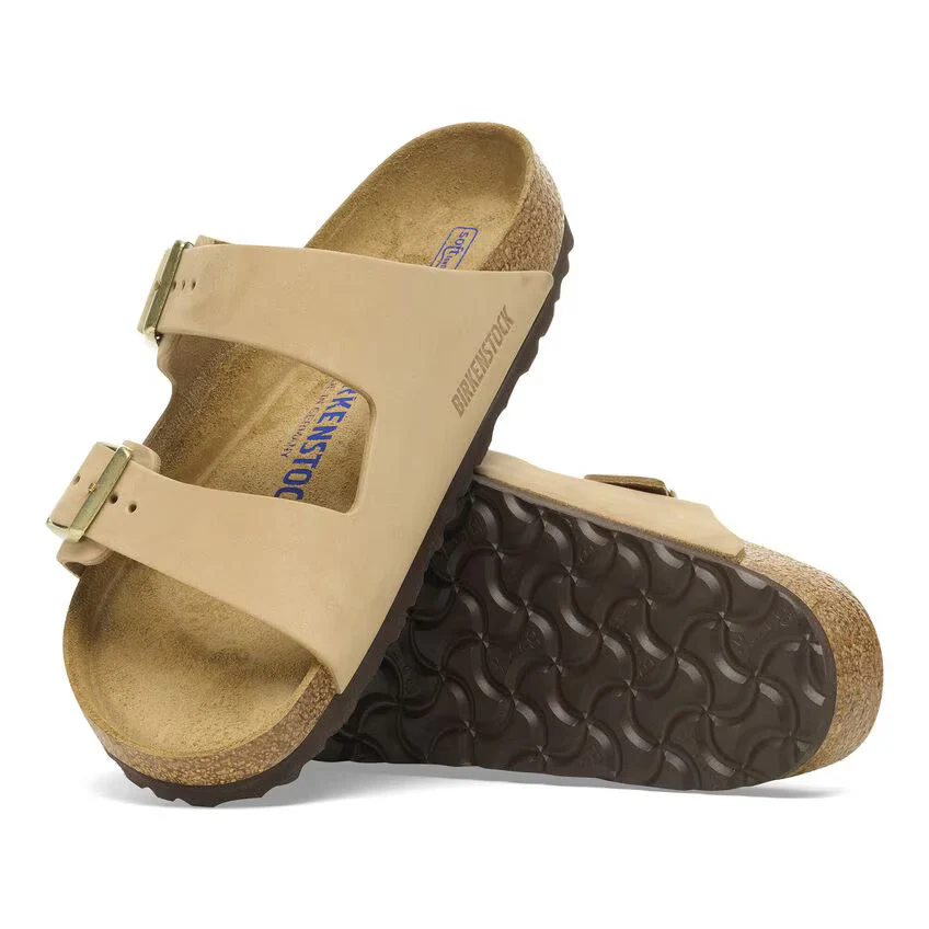 Birkenstock Women's Arizona Nubuck Soft Footbed Sandcastle 1019013