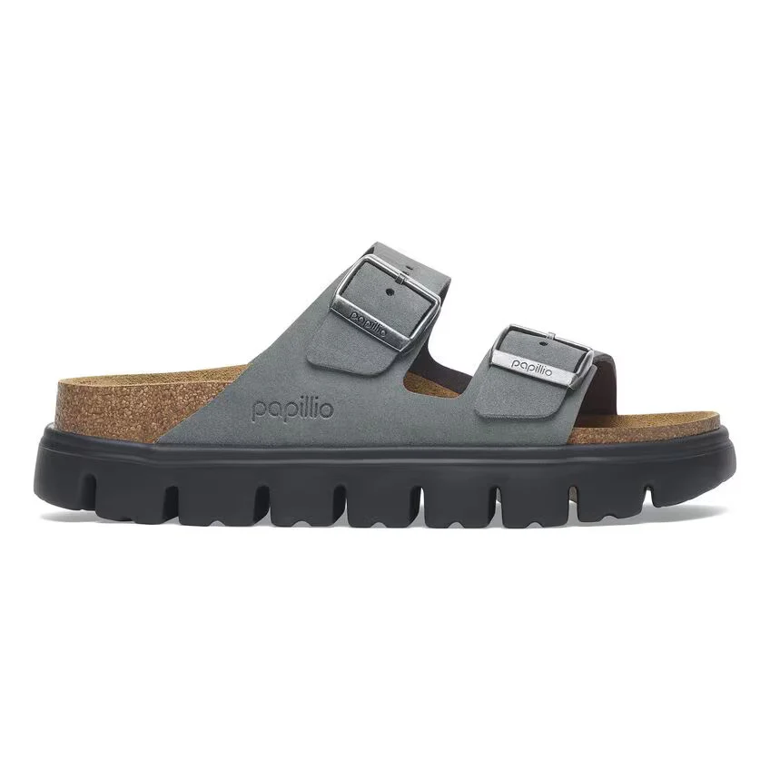 Birkenstock Women's Arizona Pap Chunky Suede Leather Basalt Gray Black 1029150 - Image 3