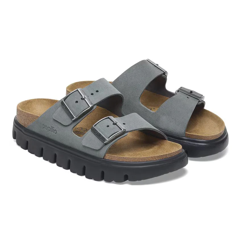 Birkenstock Women's Arizona Pap Chunky Suede Leather Basalt Gray Black 1029150 - Image 4