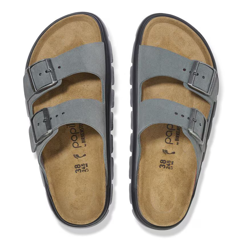 Birkenstock Women's Arizona Pap Chunky Suede Leather Basalt Gray Black 1029150 - Image 5