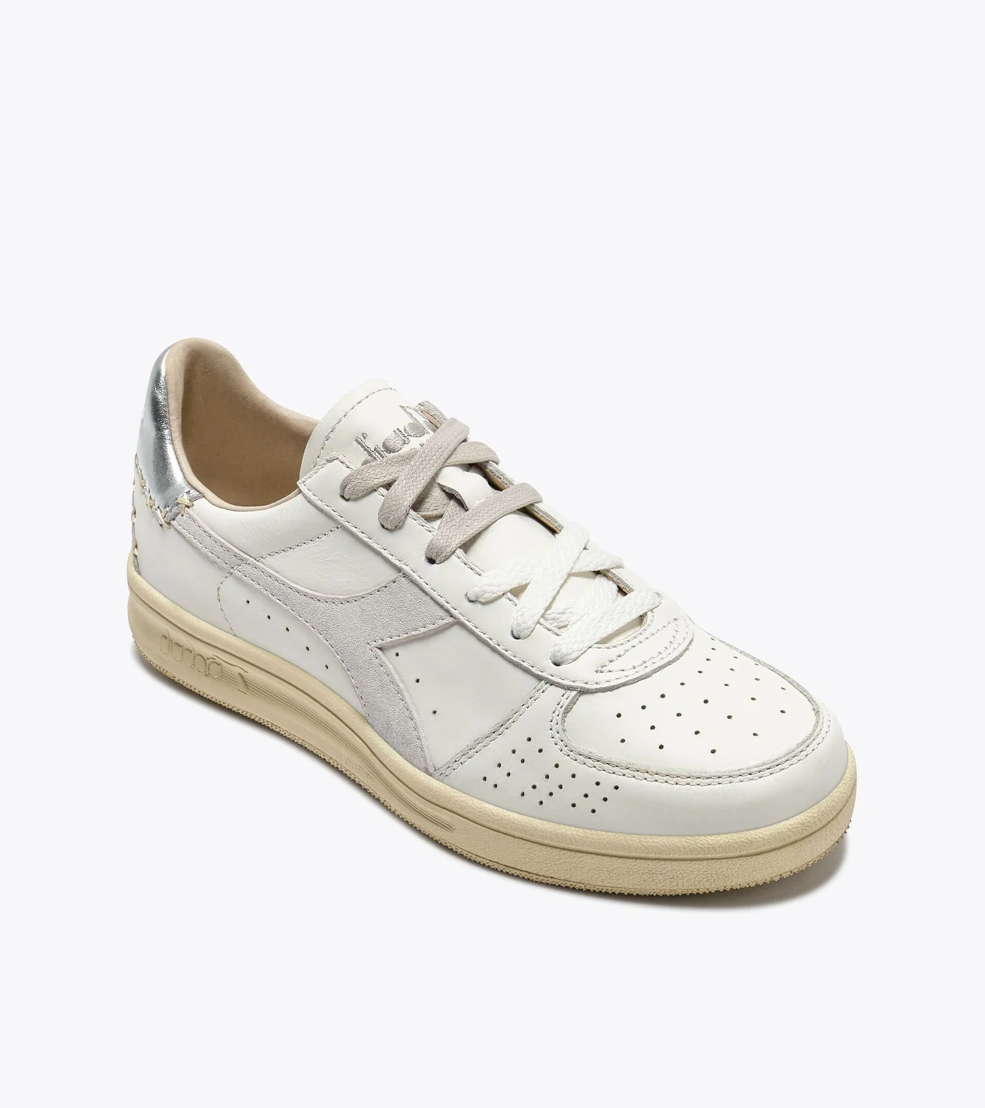 Diadora Heritage Women's B.Elite X-Stitch White Silver - Image 6