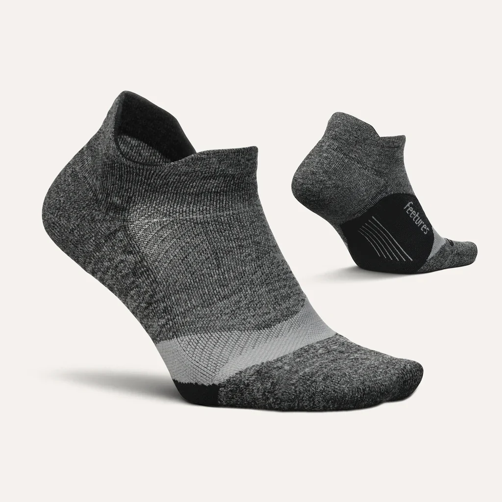 Feetures Elite Light Cushion No Show Tab Grey Black - Image 2