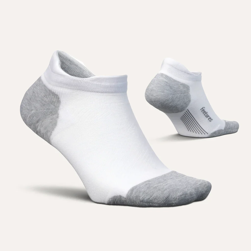Feetures Elite Max Cushion No Show Tab White Grey - Image 2