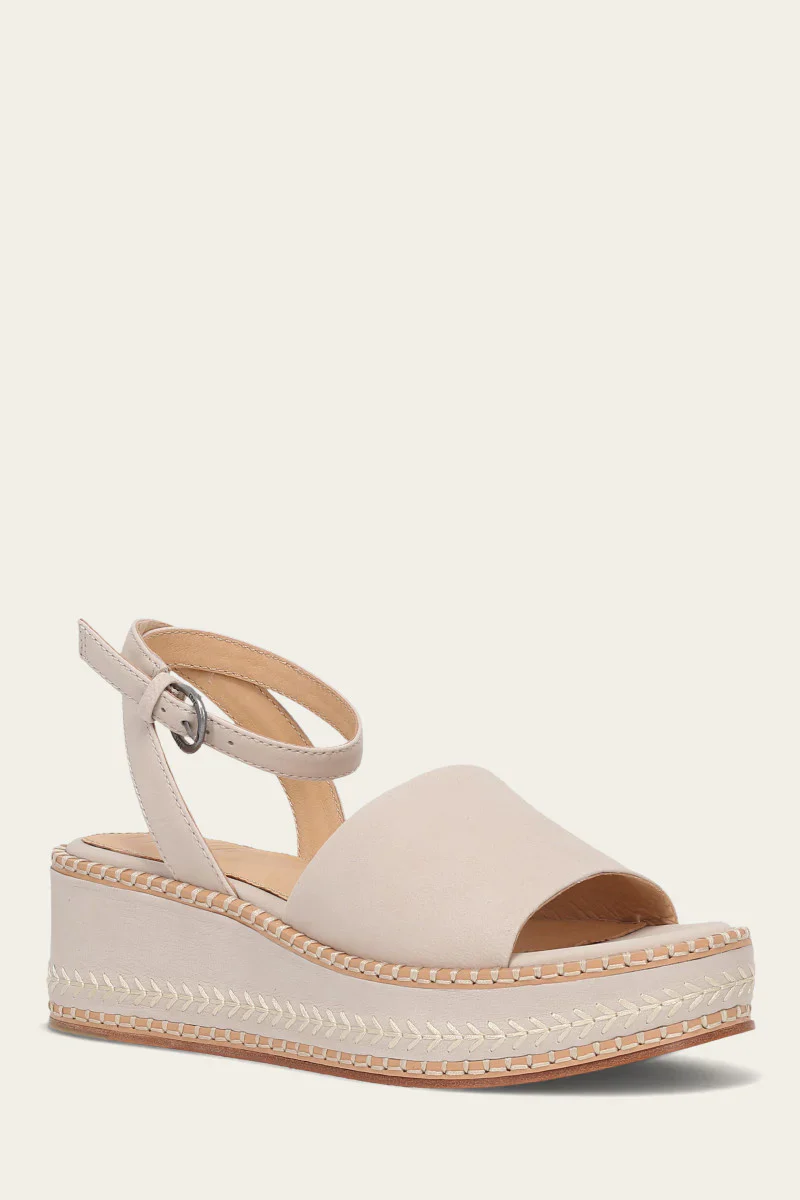 Frye Women’s Joy Ankle Strap Platform Sandal Ivory - Image 3