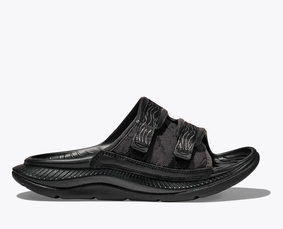 Hoka One One Unisex Ora Luxe Recovery Slide Adjustable  Black Black - Image 3
