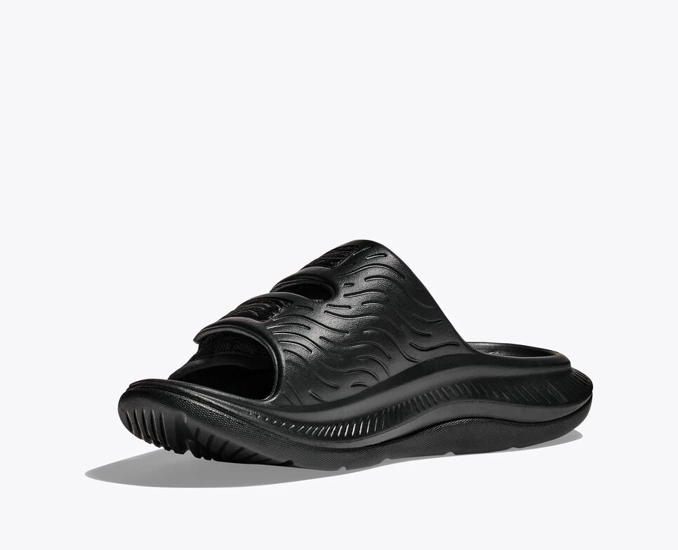 Hoka One One Unisex Ora Luxe Recovery Slide Adjustable  Black Black - Image 4