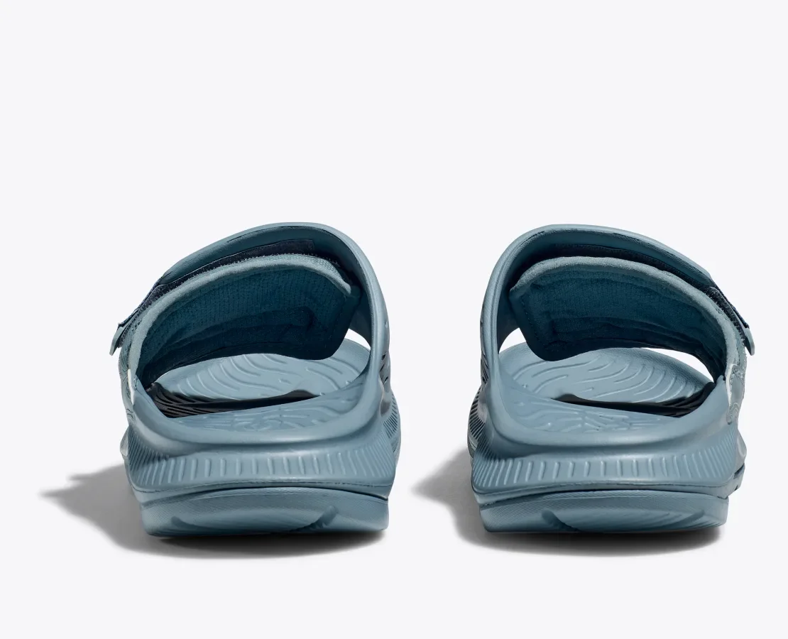 Hoka One One Unisex Ora Luxe Recovery Slide Adjustable Stone Blue steel - Image 6