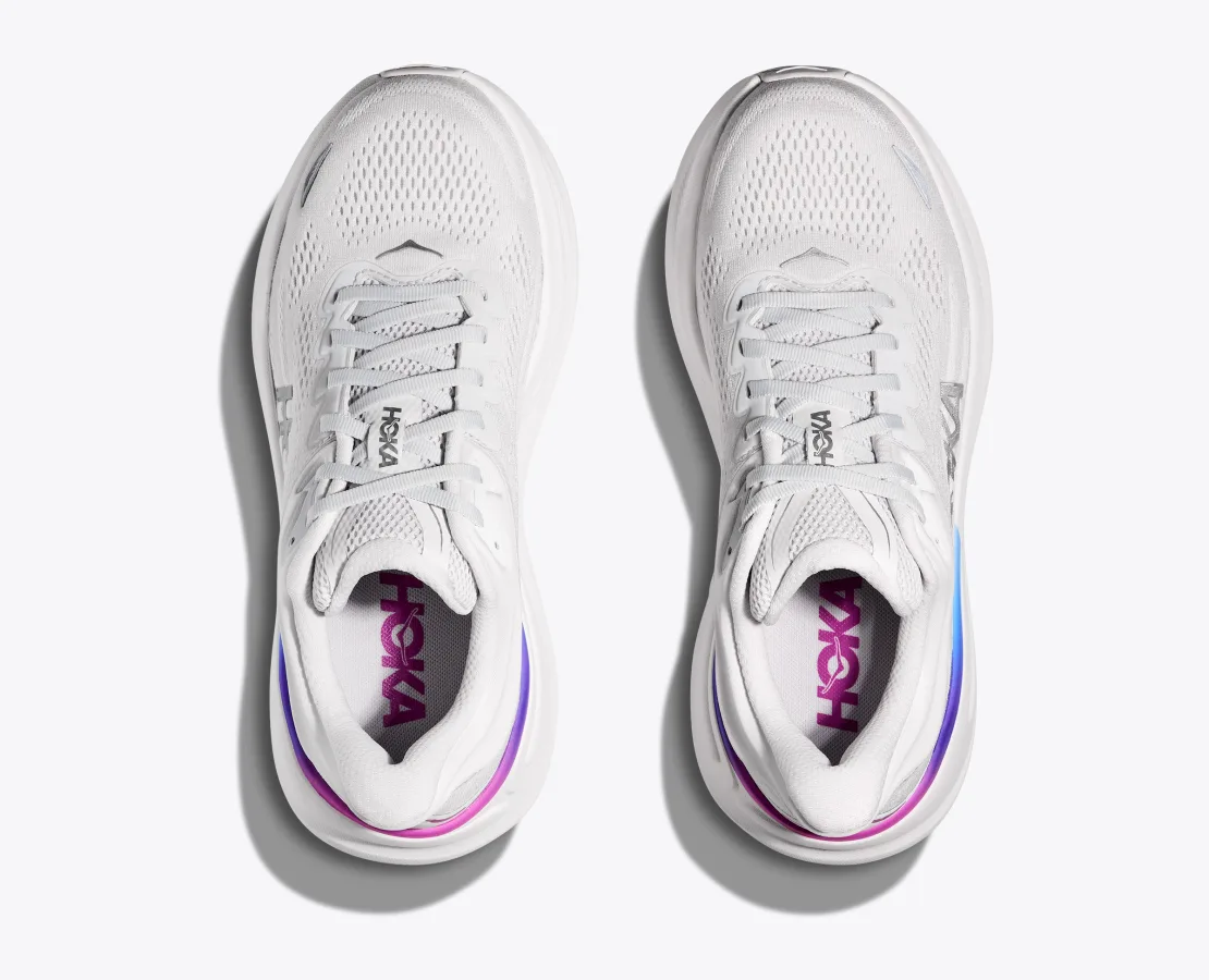 Hoka Women's Bondi 9 Cosmic Grey White - Image 3