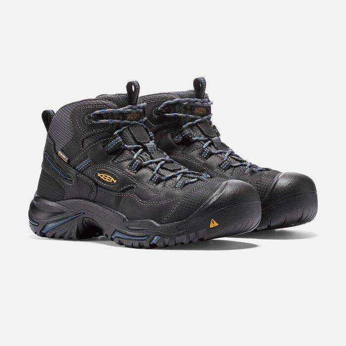Keen Men's Braddock Mid Waterproof Soft Toe Raven Estate Blue Work Boot - Image 4