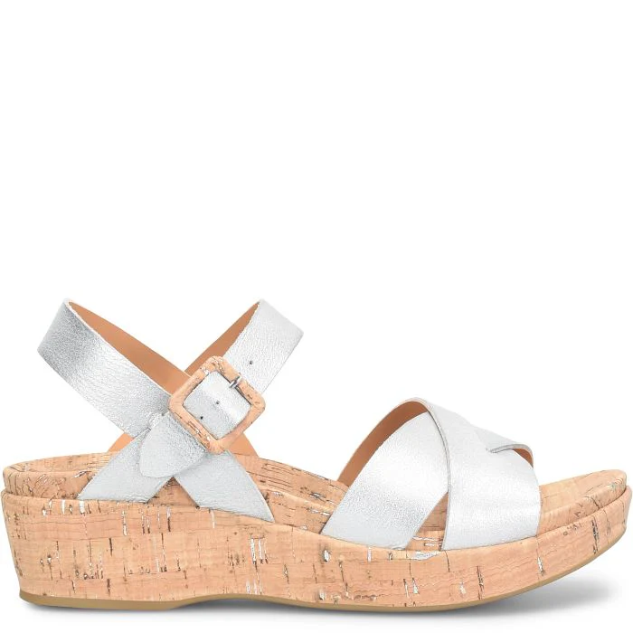 Kork Ease Women's Myrna 2.0 Silver Metallic Wedge Sandal - Image 3