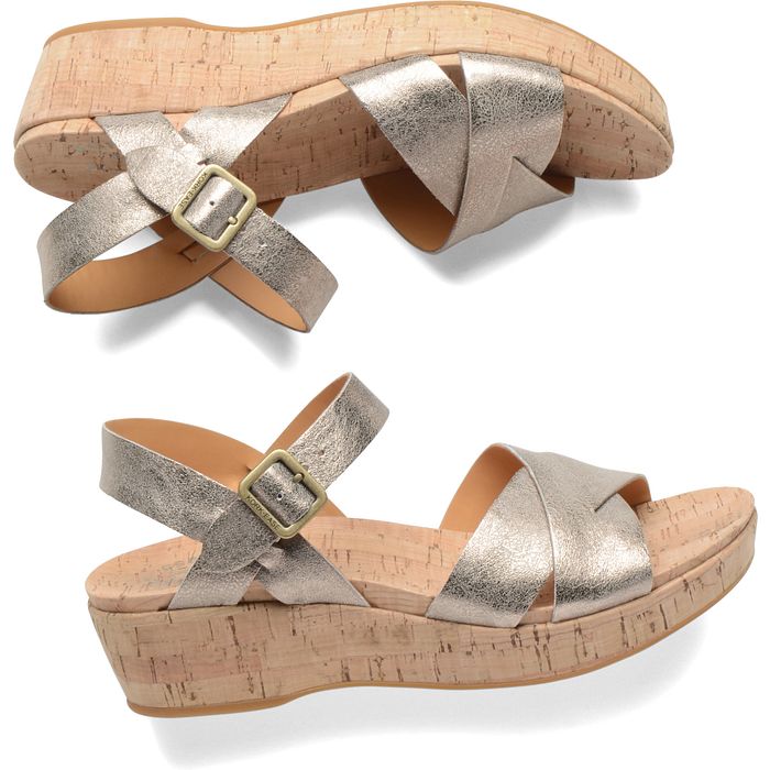 Kork Ease Women's Myrna 2.0 Soft Gold Metallic Wedge Sandal - Image 2