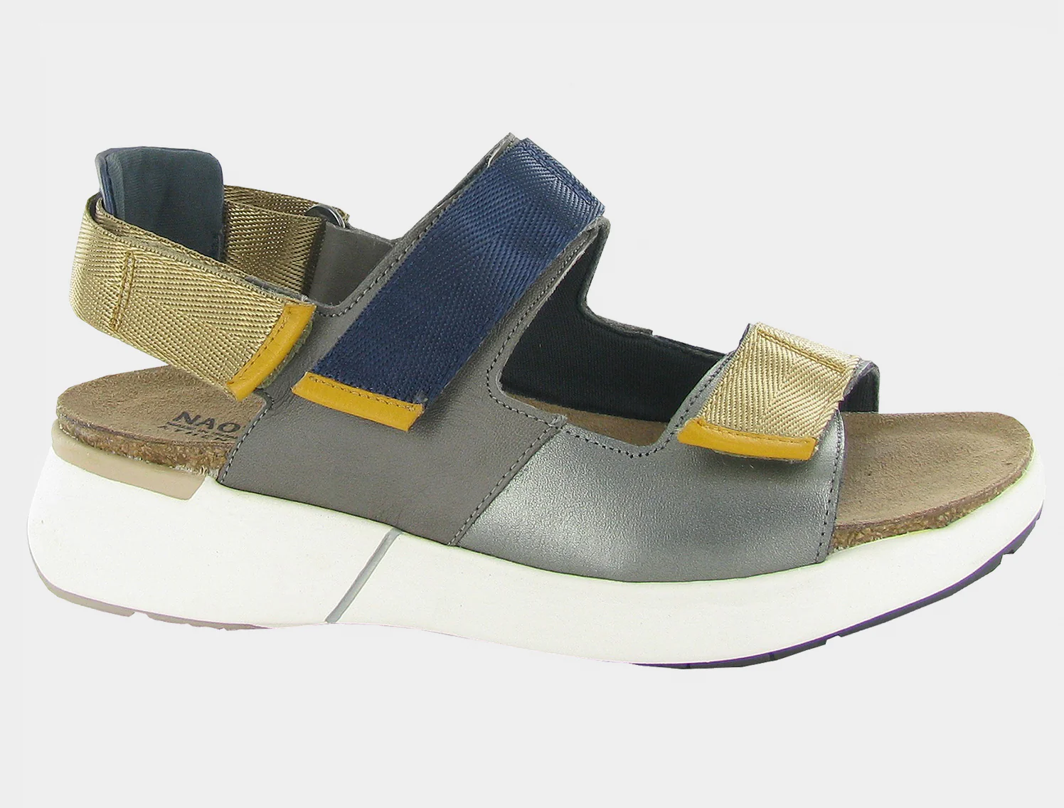 Naot Women's Odyssey Sterling Foggy Gray Polar Sea Marigold Leather