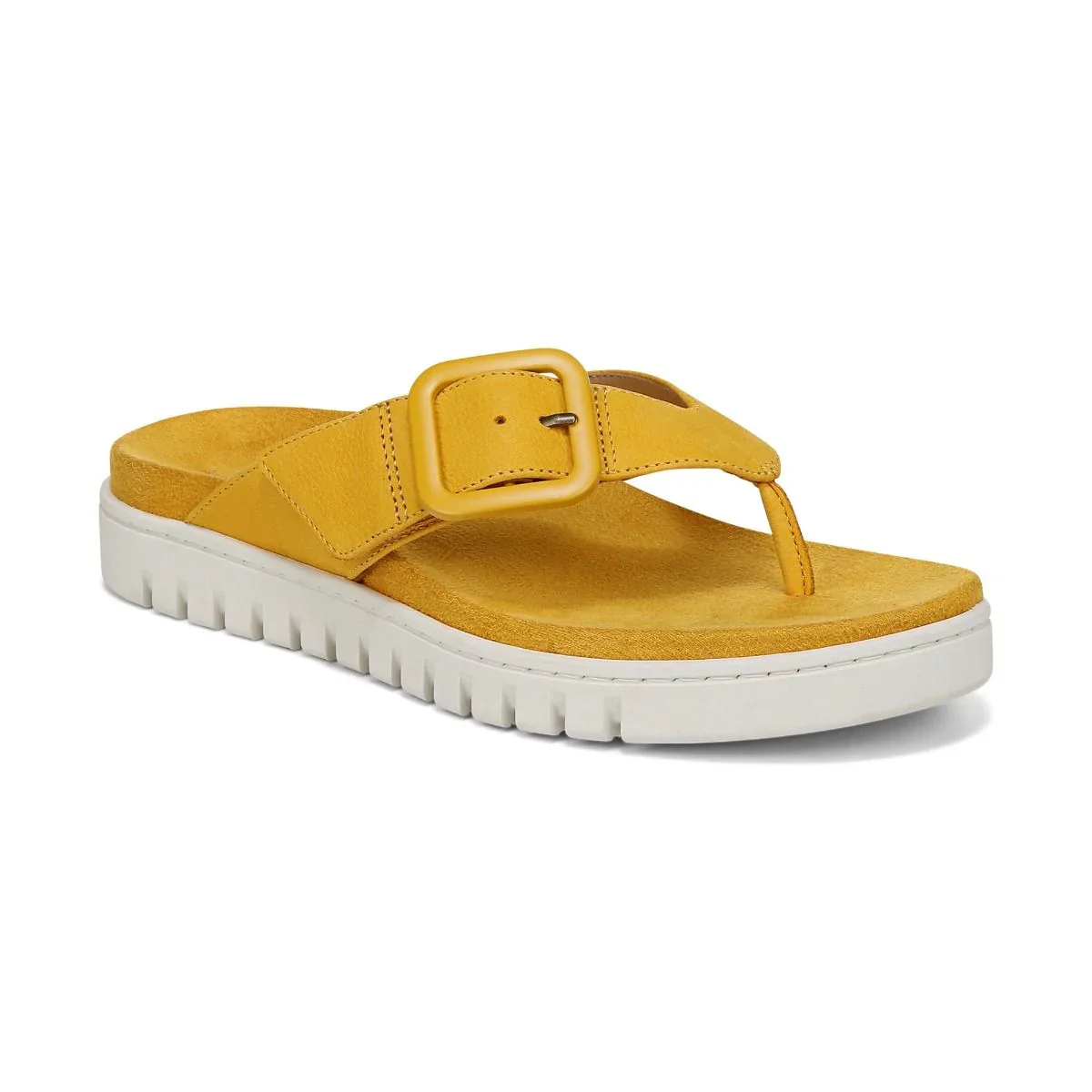 Vionic Women's Uptown Marine Toe Post Sandal Daffodil Nubuck