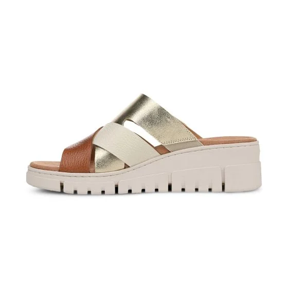 Vionic Women's Uptown Sunset Wedge Sandal Tan Gold Leather - Image 4